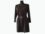 GERARD DAREL 36 S Sukienka Czarna V-neck Pasek Francuski Szyk