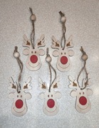 Zestaw 5 ozdób świątecznych – drewniany renifer