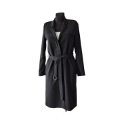 Płaszcz &Other Stories czarny 36 klasyczny z paskiem old money 