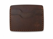 CAVRA Palm skórzane etui na karty handmade ciemny brąz