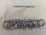 Kolczyki damskie 6 par kolor srebrny