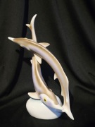 Figurka porcelanowa Para Jesiotrów sygnowana Hollóhaza Jesiotry prl 