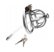 Chastity Cage stalowy pas cnoty klatka na penisa Dilator oring 45mm