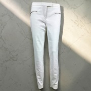 Spodnie Zara Basic białe w kropki eleganckie M Hiszpania