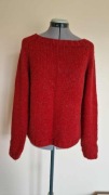 sweter merino silk czerwony mięciutki S/M