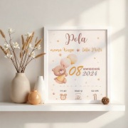 Metryczka dziecka A4 w ramce – personalizowana, prezent na narodziny