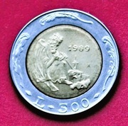 500 Lirów 1989 r  -  San Marino    Święty Marinus    stan  !!!   