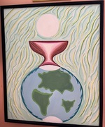 ,, Kielich z Hostią nad ziemią ’’ obraz olejny