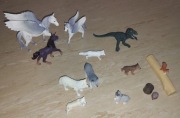 Schleich duży zestaw figurek – jednorożce, pegazy, wilki, dinozaur