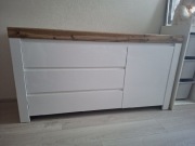 Komoda Holten biały połysk/dąb wotan