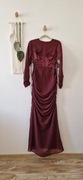ASOS Design bordowa marszczona sukienka maxi z gorsetową wstawką, EU 38 / M