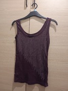 Koszulka t-shirt bez rękawów burgundowa  z diamencikami rozmiar S