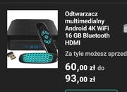 Odtwarzacz multimedialny Android 4K WiFi 16 GB Bluetooth HDMI