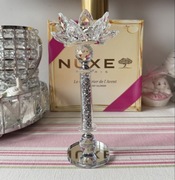 Świecznik glam lampion kwiat glamour srebrny zestaw