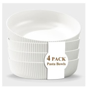 4 Sztuki Plastikowe miski ryflowane białe 1,1L Komplet Misek