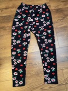 Getry legginsy ocieplane grube kwiatki i truskawki 134 - 140