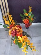 kompozycja nagrobna z bukietem  - duży komplet