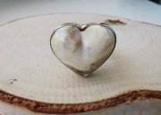 Ogromny srebrny pierścionek serce naturalny bursztyn bałtycki Anna Amber 