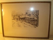 E. HALLGREN SZWECJA GRAFIKA ZA SZKŁEM LATA 30-E