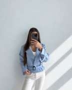 Ramoneska wiązana guziki pasek jasnoniebieska hit wiosny