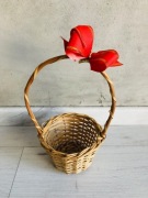 Koszyk z wikliny wiklinowy z rączką okrągły