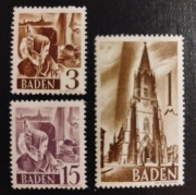 Niemcy - BADEN: 1947r. Mi 2; 5; 13 *.