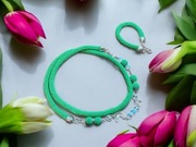 Naszyjnik bransoletka z koralików szklanych 