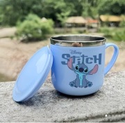 Kubek z przykrywką Stitch plastikowy metalowy