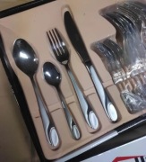 Sztućce 48 el dla 12 osób satyna noże łyżki widelce