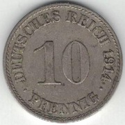 159 Niemcy Cesarstwo 10 pfennig 1914 A