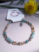 Bransoletka amulet Akwamaryn i stal chirurgiczna 