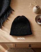 Czapka wool wełna ciepła zimowa jesienna handmade czarna
