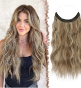 Nowe Włosy Halo 40cm Karmelowy Brąz & Popielaty Blond | Termoodporne