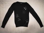 Czarny elegancki wełniany kaszmirowy sweter Hostar 36 - 38