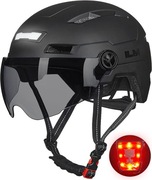 Kask rowerowy z przednim i tylnym światłem S/M 54-58cm ładowany na USB