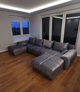 Luksusowy narożnik modułowy w kształcie U – szary welur