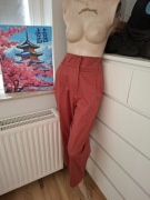 Bodyflirt 46 rdzawoczerwone spodnie z wysokim stanem do pracy bawełna 97%