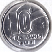 BRAZYLIA 10 centavos 1989, KM# 613, UNC
