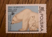 ZNACZEK POLSKI - ZOO Warszawa 1928-1978 Niedźwiedź polarny z młodym - 1 zł