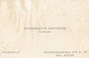 Warszawa ul Marszałkowska, Wizytówka Apol.Depczyk Jubiler