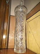Piękny kryształowy wazon z PRL 58x12cm (z pokrywką)