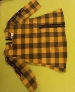 Sukienka dziecięca dziewczęca w kratkę czarno - musztardowe - Rozmiar 86