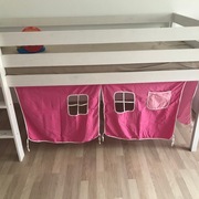 Łóżko piętrowe dla ksieżniczki biało-różowe z firanką