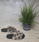 Klapki Damskie Beżowe z Futerkiem