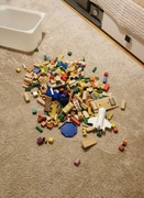 Zestaw Klocki drewniane + zabawki (duży zestaw, jak nowe)