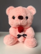 Różowy miś walentynkowy z różą