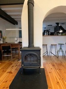 Jotul F3 td piec norweski koza z zestawem grubych rur kominek
