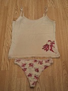 Komplet top i stringi Hey roz M beżowy st. b.db+OPAKOWANIE na PREZENT