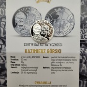 100. rocznica urodzin Kazimierza Górskiego Ag + CERTYFIKAT