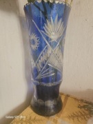 Szklany kobaltowy wazon 35cm.